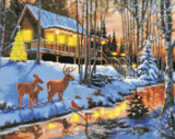 "Highland Cabin" Framed LED Crystal Art Kit - 40 x 50 (With Special Effects)